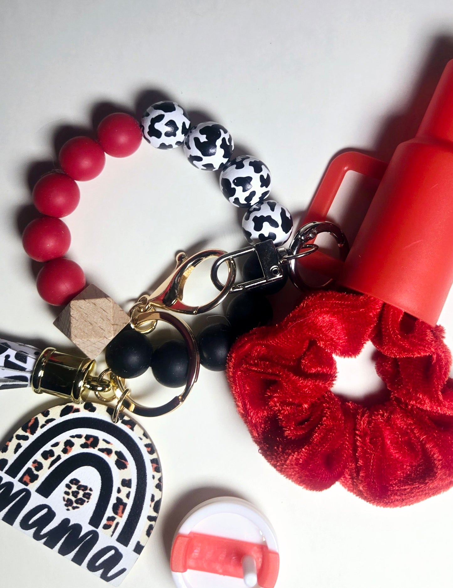 Hollowed out tumbler keychain, TRENDY BEADED Bracelet keychain, and Lip OiL!!