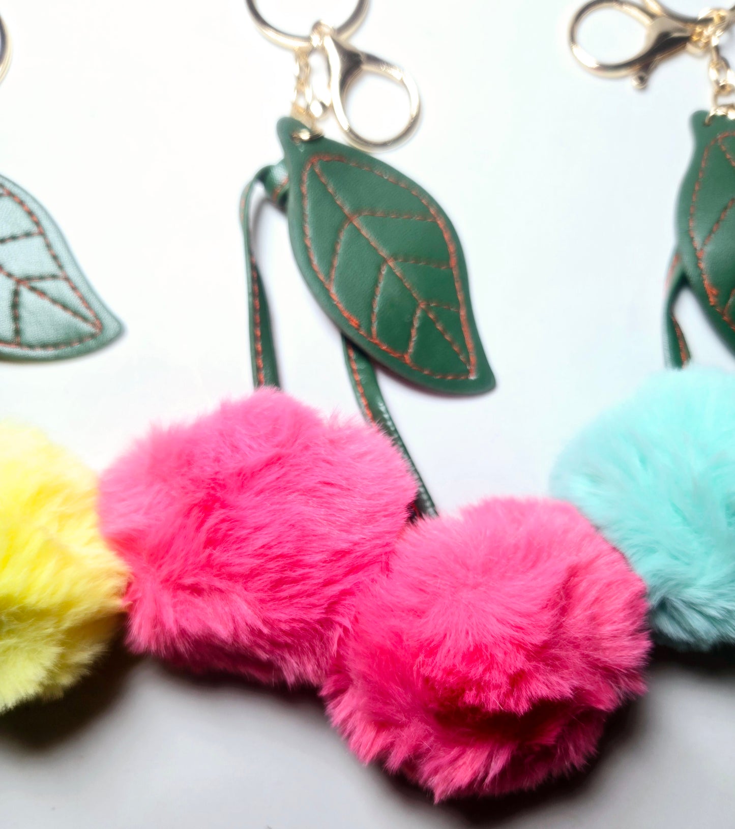 CHERRIES FLUFFY PomPom KEYCHAIN RINGS