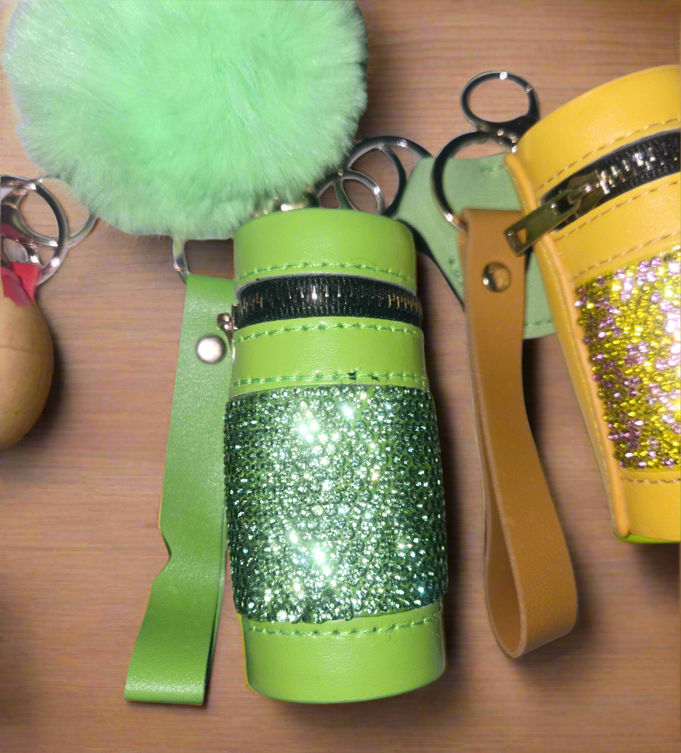 BLING POUCH LEATHER KEYCHAIN MINI SET