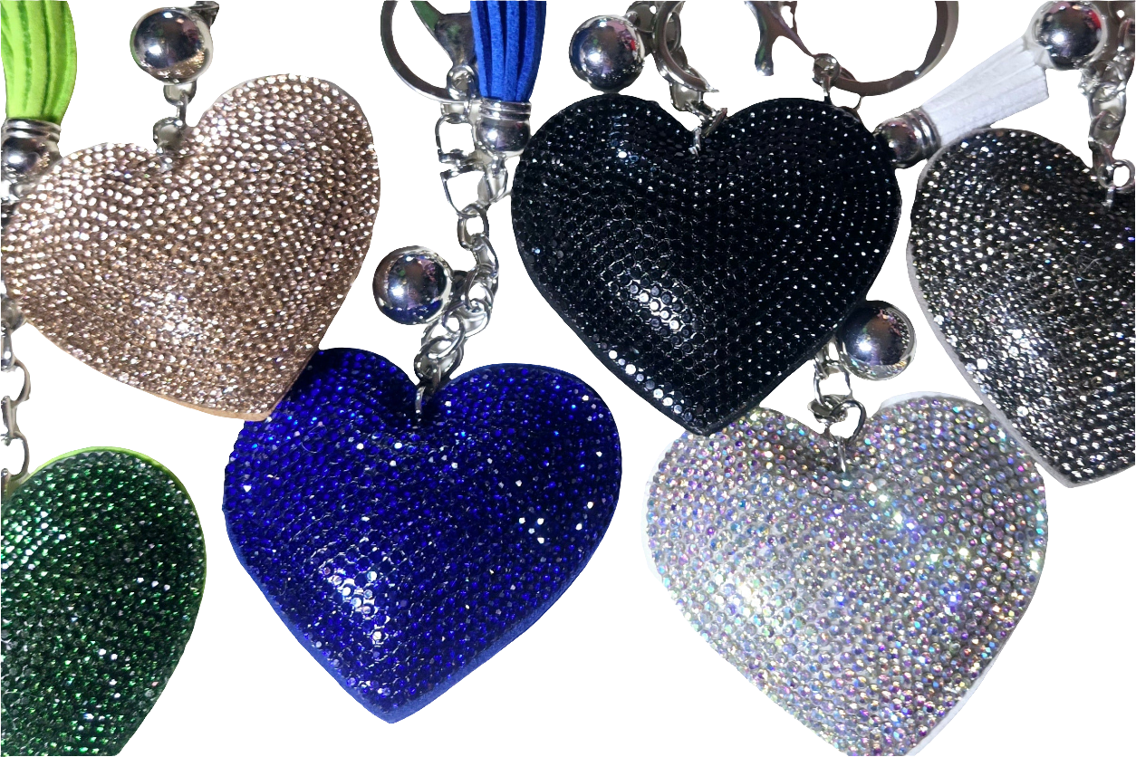 BLING HEARTS KEYCHAIN Durable Lanyards Bling Keychains