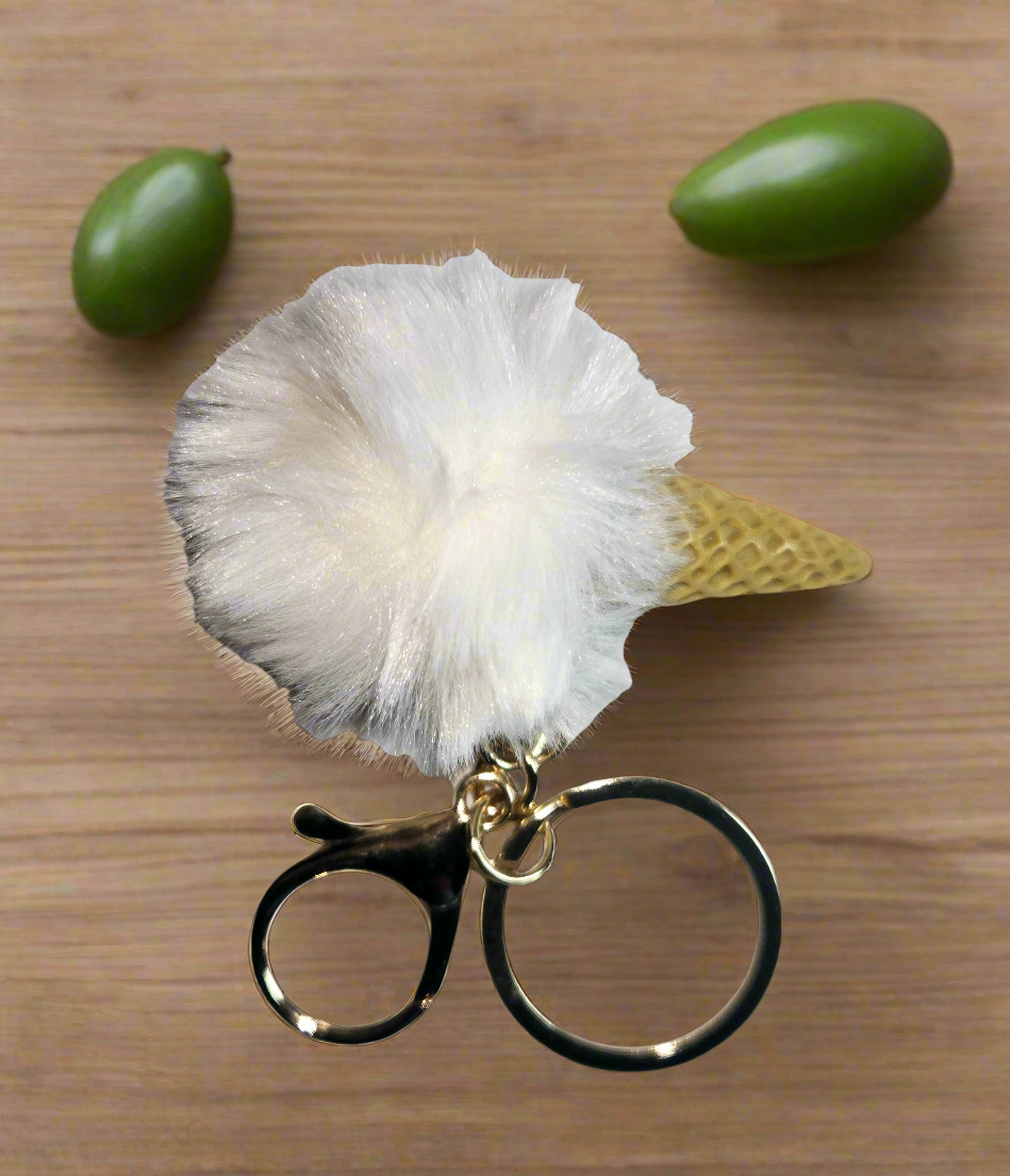 Ice Cream themed PomPom Keychain