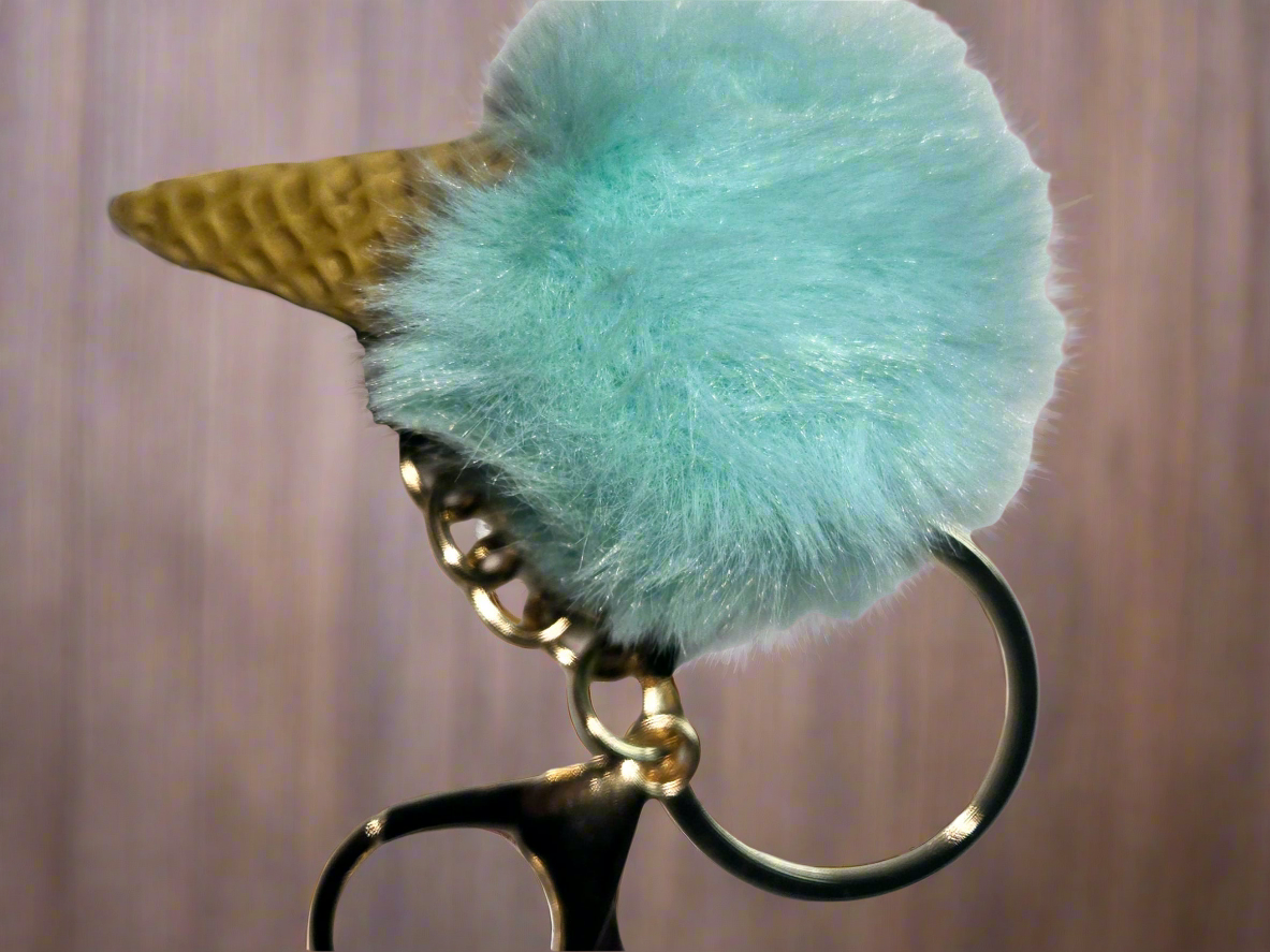 Ice Cream themed PomPom Keychain