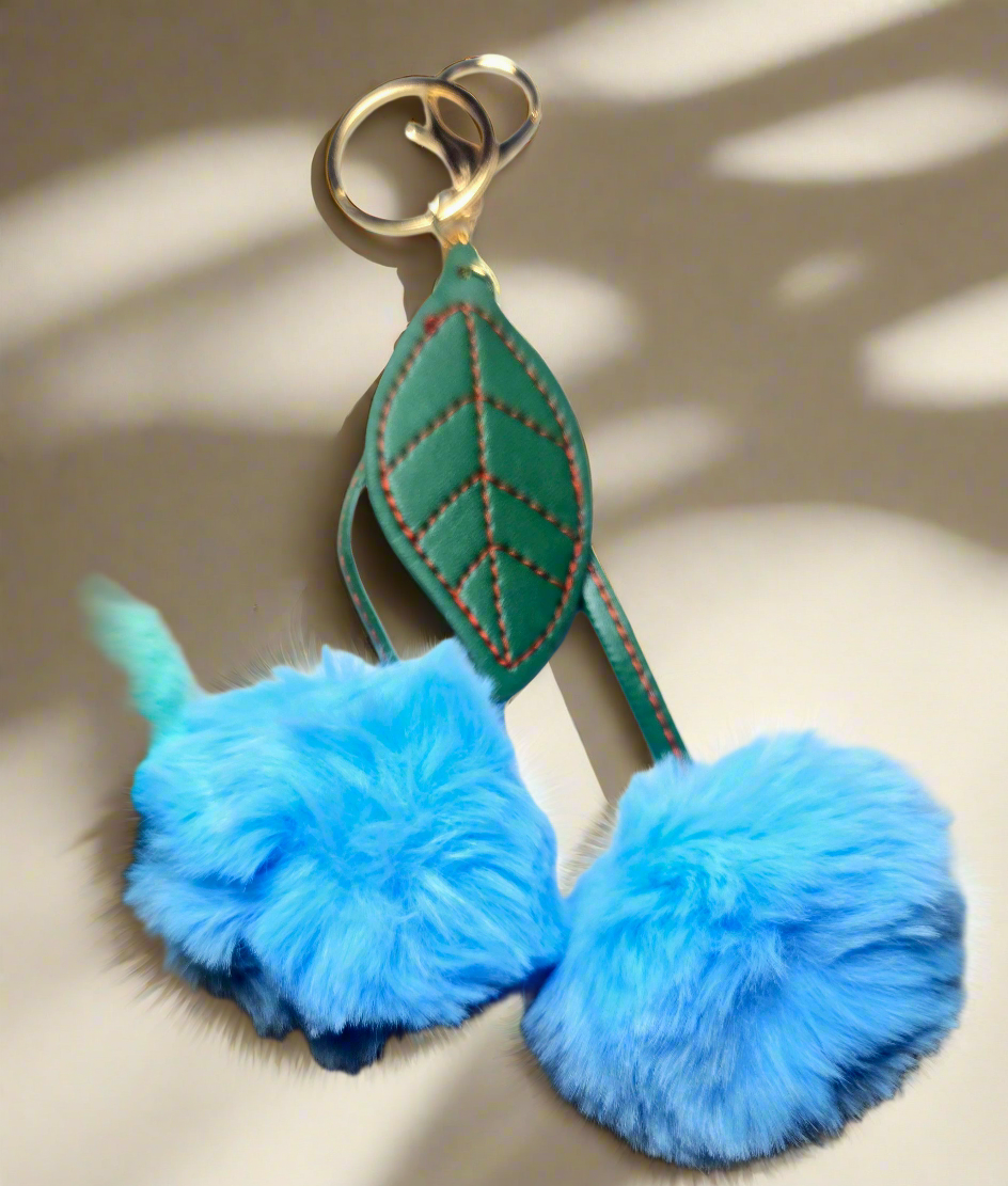 CHERRIES FLUFFY PomPom KEYCHAIN RINGS