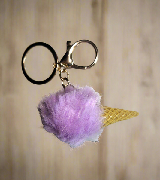 Ice Cream themed PomPom Keychain