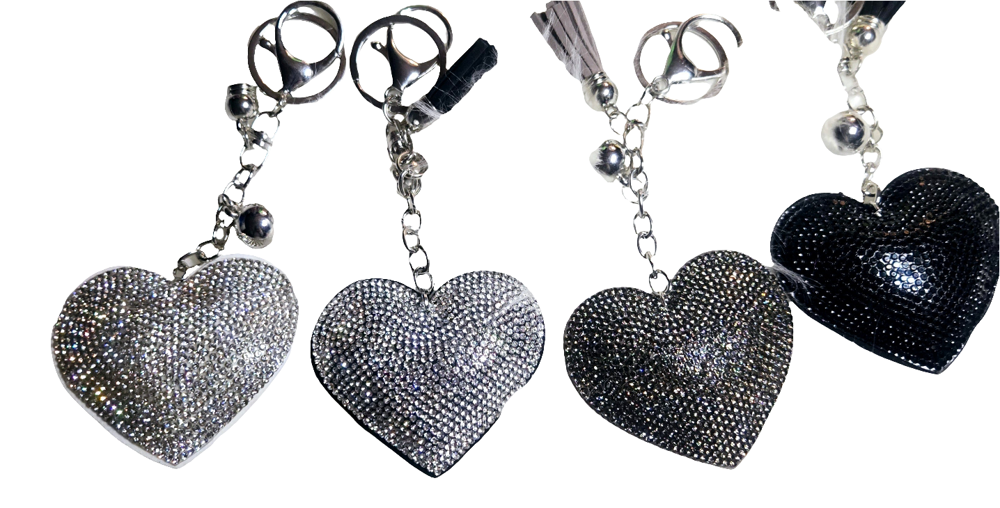 BLING HEARTS KEYCHAIN Durable Lanyards Bling Keychains