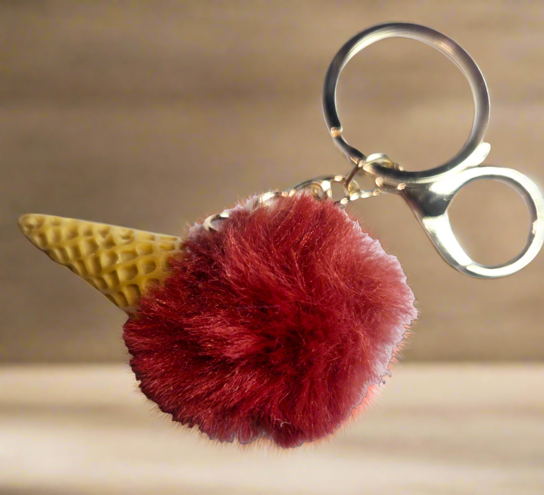 Ice Cream themed PomPom Keychain