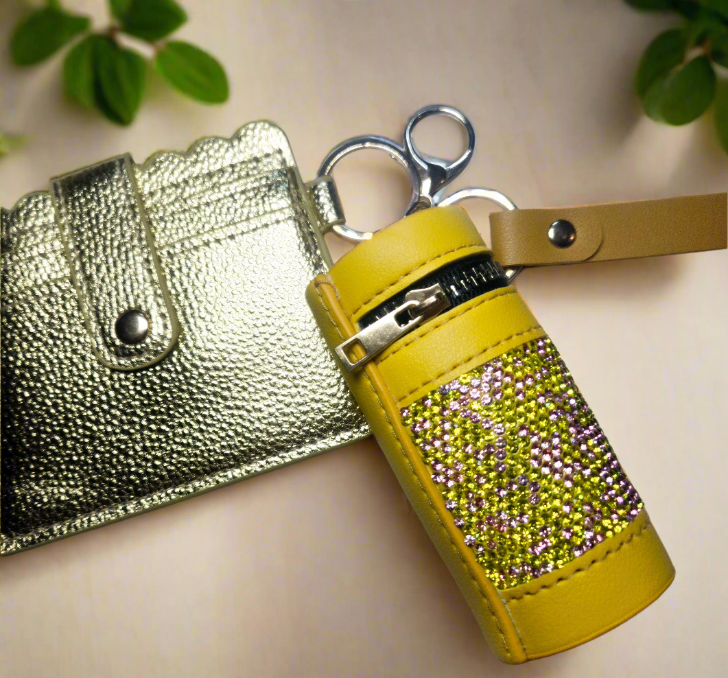 Leather Wallet keychain TRENDING BLING BAG/POUCH, LANYARD