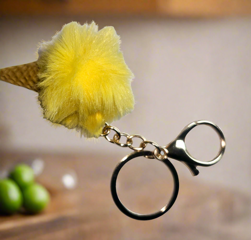 Ice Cream themed PomPom Keychain